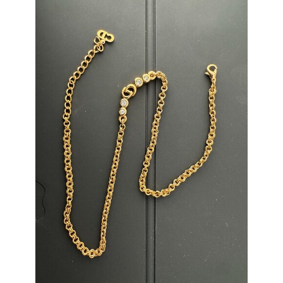 Christian Dior Vintage CD Crystal Gold Plated Logo Necklace - Picture 4 of 8